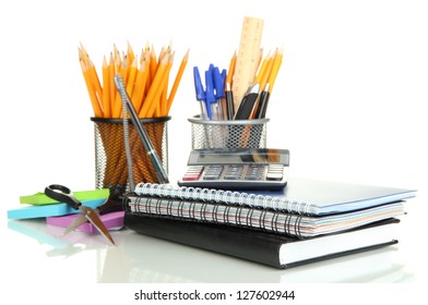 School   office supplies isolated white