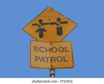 School Patrol Sign Isolated On Blue