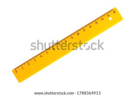 School ruler in centimeters on a white background, close-up, isolate.