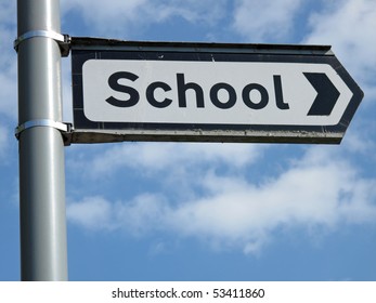 School Sign Close Up.