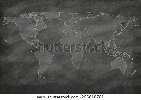 school sketches world map on chalkboard texture