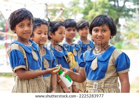 School students Eating after using hand wash at school