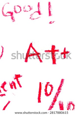 school study icon set 100% scoring ilustration hand drawing crayon A 