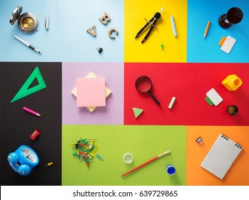 school supplies at abstract colorful background texture - Powered by Shutterstock