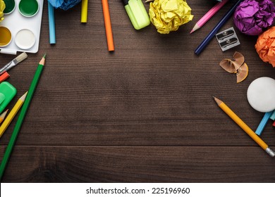 School Supplies With Copy Space On The Table