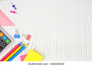 School Supplies Corner Border Top View Stock Photo 1443650120 ...