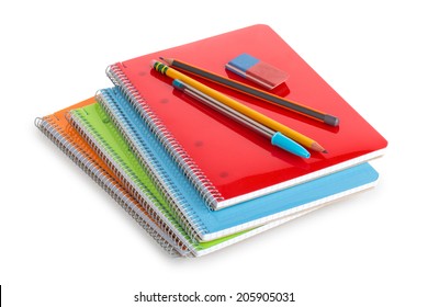 School Supplies Isolated On White.