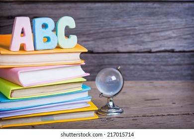 School Supplies Labeled Abc On Wooden Stock Photo 217015714 | Shutterstock