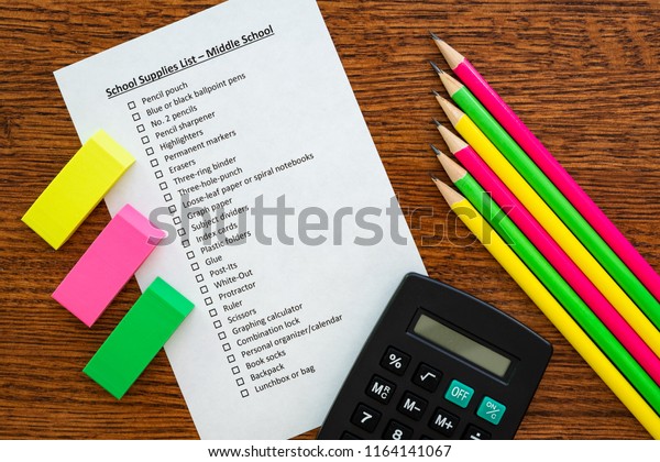 School Supplies List No 2 Pencils Stock Photo Edit Now 1164141067