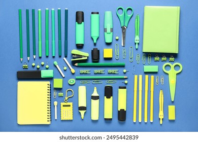 School supplies on blue background. Top view - Powered by Shutterstock