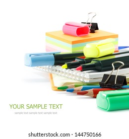 School Supplies On White Background