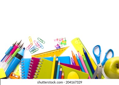 School Office Supplies Top View Isolated Stock Photo 477886312 ...