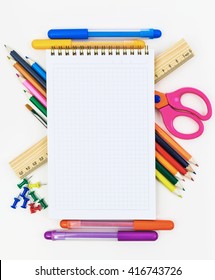 School Supplies On White Background 