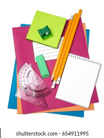 School Supplies On White Background