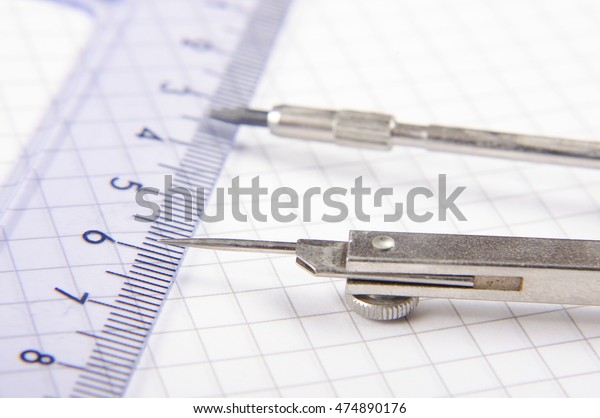 School technical\
drawing equipment close\
up