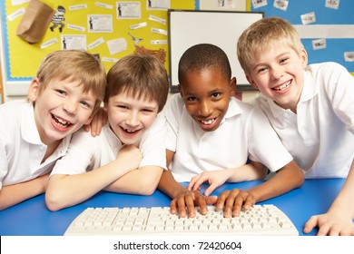Schoolchildren in IT Class Using Computers