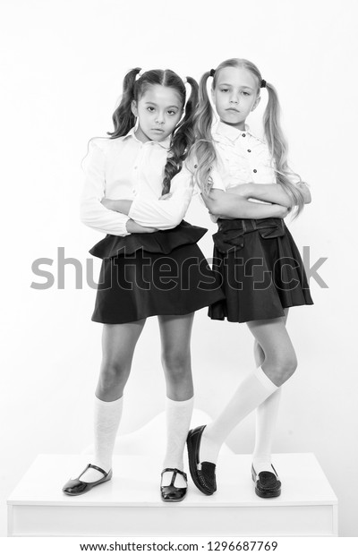 Schoolgirls Haughty Arrogant Ponytails Hairstyle Best Stock Photo