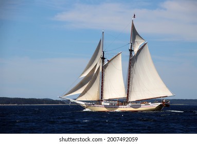 A Schooner Sailing In Maine