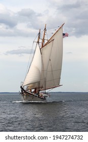 A Schooner Under Sail On The Bay