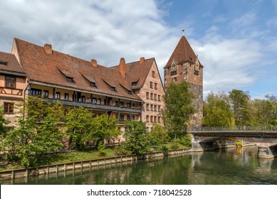 Schuldturm Tower (Debtor Prison), Built In 1323, Nuremberg, Bavaria, Germany. View From  Pegnitz River