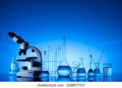 Science Concept Chemical Experiment Laboratory Beakers Stock Photo ...