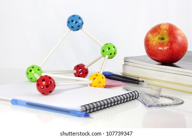 Science And Education With Books And Molecule Concept