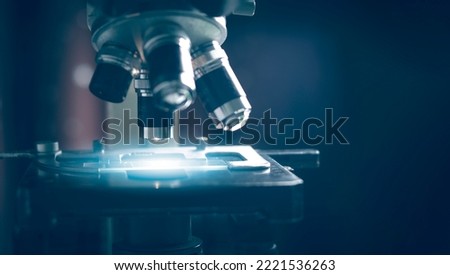 science experiment equipment and microscopes for chemistry, biology, microbiology, bacteriology, virology laboratories for scientists, researchers, medical education or pharmacology.medical, clinic.