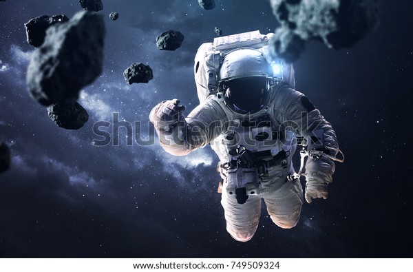 Science Fiction Space Wallpaper Astronaut Spacewalk Stock Photo