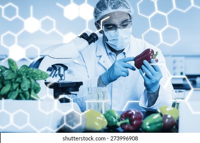 Science Graphic Against Food Scientist Examining A Pepper