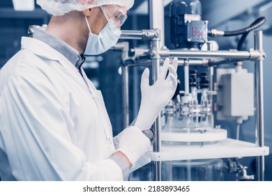 Science Lab Medical Factory Staff Working Safety Wearing Rubber Glove Work With Danger Chemical In Laboratory Plants Process