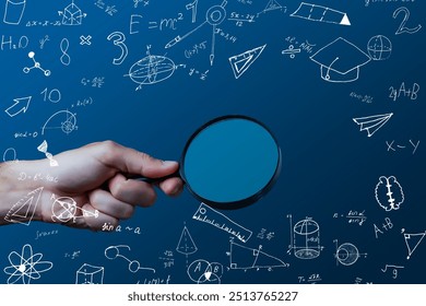 science, research and chemistry concept - young scientist in safety glasses with test tube and virtual projection of chemical formula. - Powered by Shutterstock