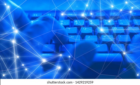 Science Tech Abstract Background, Cybersecurity IT, Connections Abstract Concept