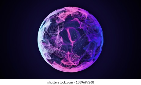 Science and technology abstract graphic background and texture, sphere planet circle, blue and pink tones, on dark backgroundю - Shutterstock ID 1589697268