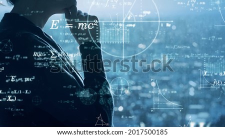 Science technology concept. Thinking scientist.