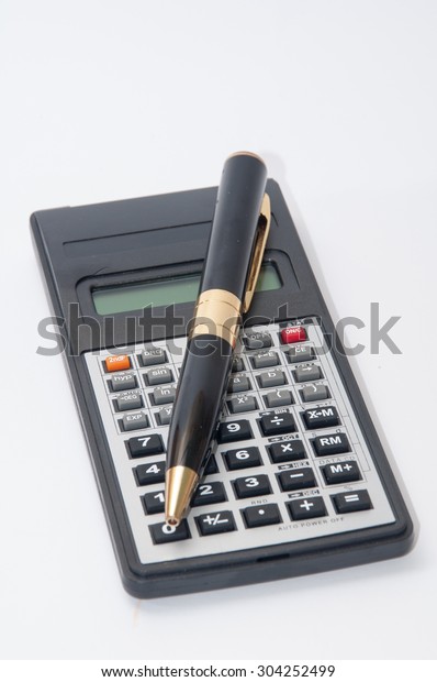 Scientific calculator and\
golden pen.