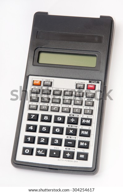 Scientific calculator\
on the white\
background.