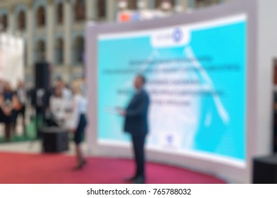 Scientific forum theme creative abstract blur background with bokeh effect