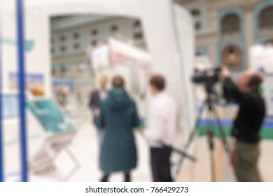 Scientific forum theme creative abstract blur background with bokeh effect