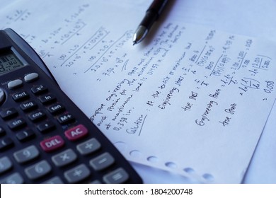 Scientific Math Workout. Exercise Book With Maths Formulas And Calculator