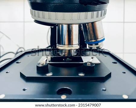 A scientific sample being investigated using a Raman microscope - spectroscope.