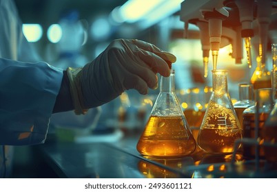 The scientist is adding liquid to the test tube. - Powered by Shutterstock