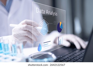 Scientist data analysis laboratory science technology research computer doctor experiment chemical concept development medicine biology biotechnology innovation discovery hospital pharmaceutical
