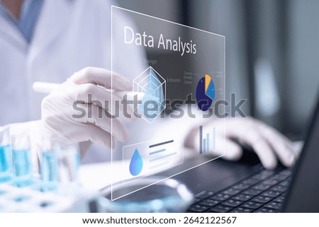 Scientist data analysis laboratory science technology research computer doctor experiment chemical concept development medicine biology biotechnology innovation discovery hospital pharmaceutical