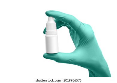 Scientist Hand With Gloves Holding Eye Dropper Isolate  Mock Up Isolate On White Background