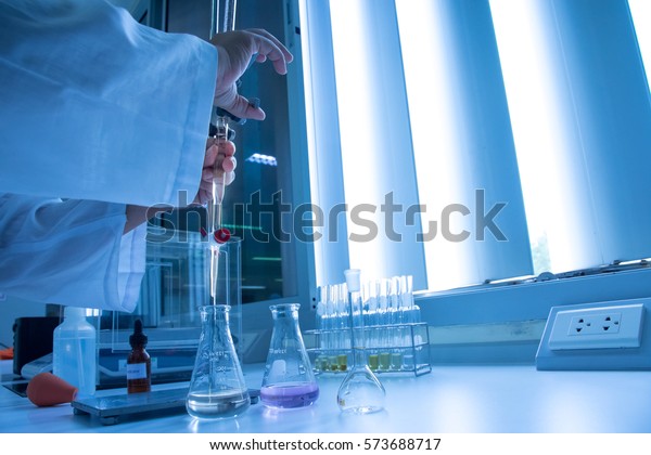 Scientist Hand Setting Buret Burette Science Stock Photo 573688717 ...