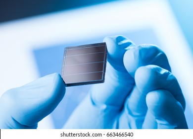 Scientist hold in hand small tile of new type efficient solar cell tile, solar technology research concept - Powered by Shutterstock