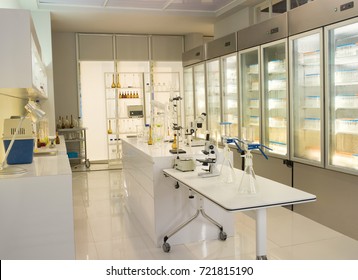 Scientist Modern Biological Lab With Empty Background