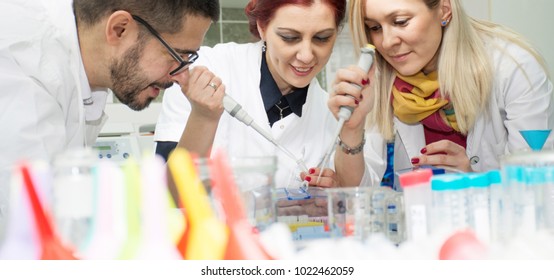 scientist prepare sample for experiment. Laboratory concept.