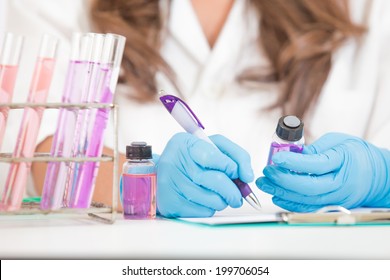 Scientist with  working at the laboratory 