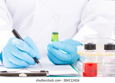 Scientist with working at the laboratory